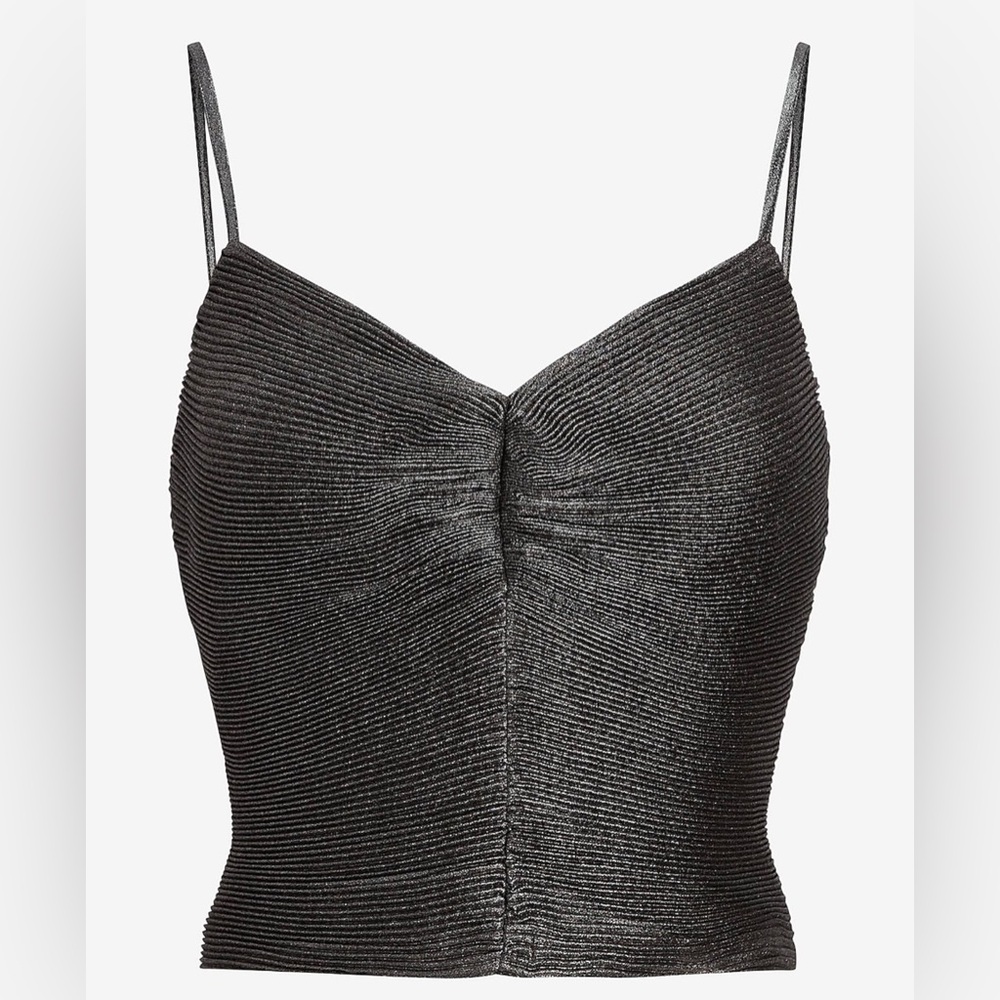 Express metallic back bow cropped top XM